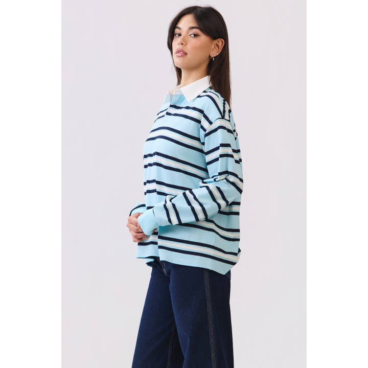 Top de malha polo listrado por atacado de Honey Mango