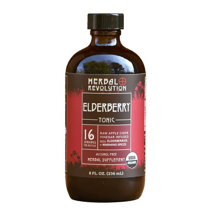 Herbal Revolution Farm + Apothecary - Wholesale Tincture - Elderberry Tonic: Raw ACV w/Mother, Immune Support