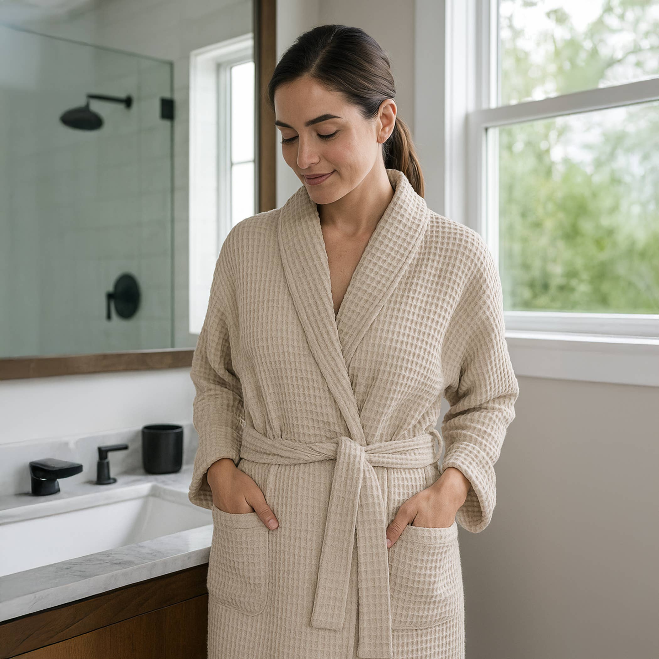 Allure Bath Fashions - Wholesale Robe - Unisex - Unisex Lightweight Waffle Bathrobe, Spa Dressing Gown Kimono13