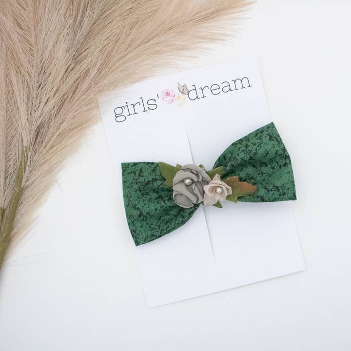 Pinza para el pelo con lazo verde, para niños, para bebés, lazo para venta al por mayor de Girls' Dream