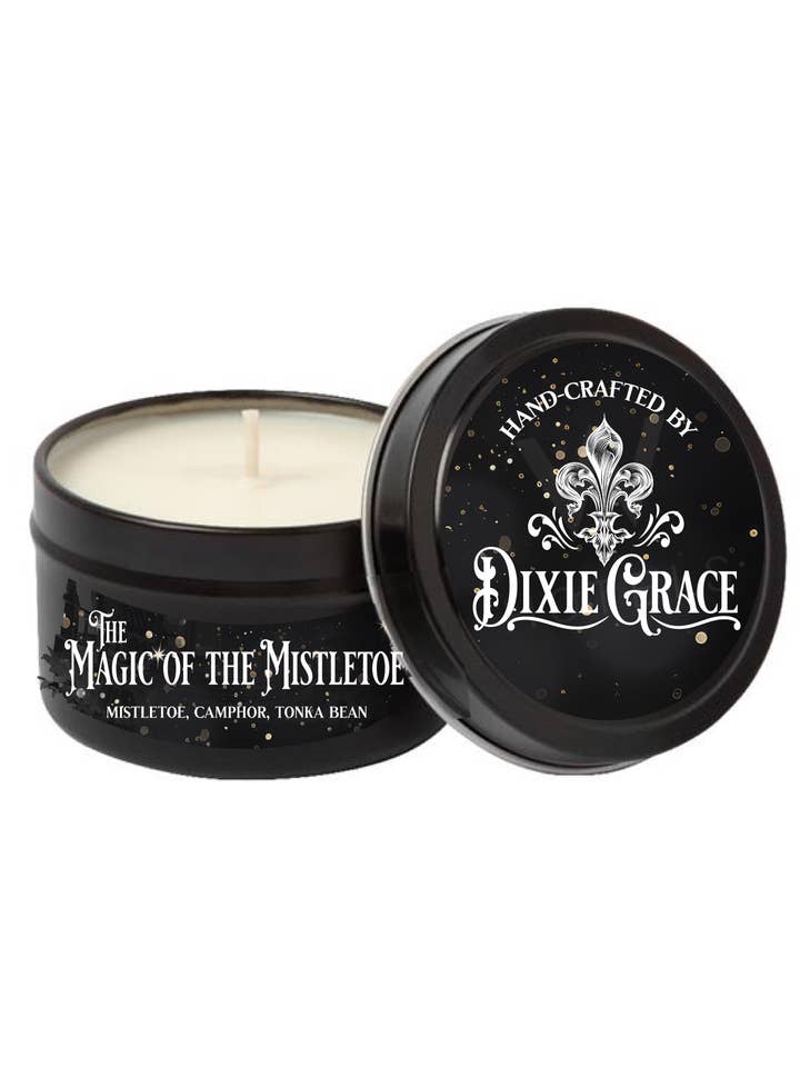 The Magic of the Mistletoe - 8 oz Candle Tin - Cotton Wick for wholesale by Dixie Grace