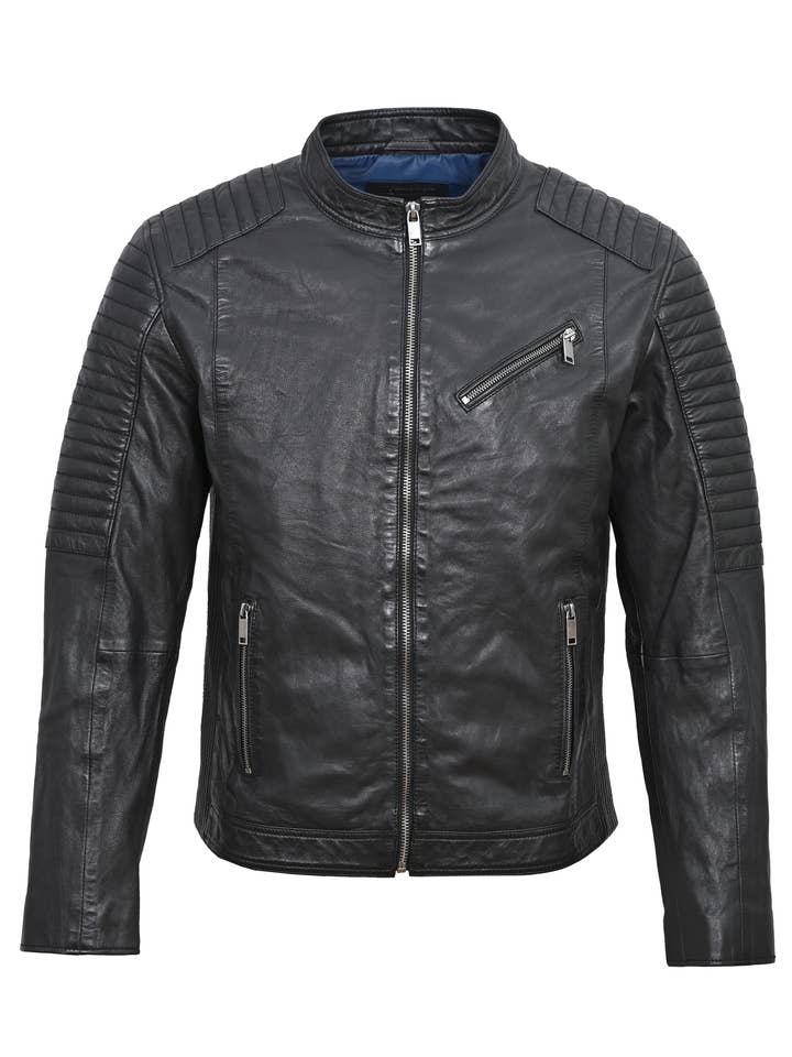 Äkta läderjacka för män BENUR US för wholesale av Blue Wellford