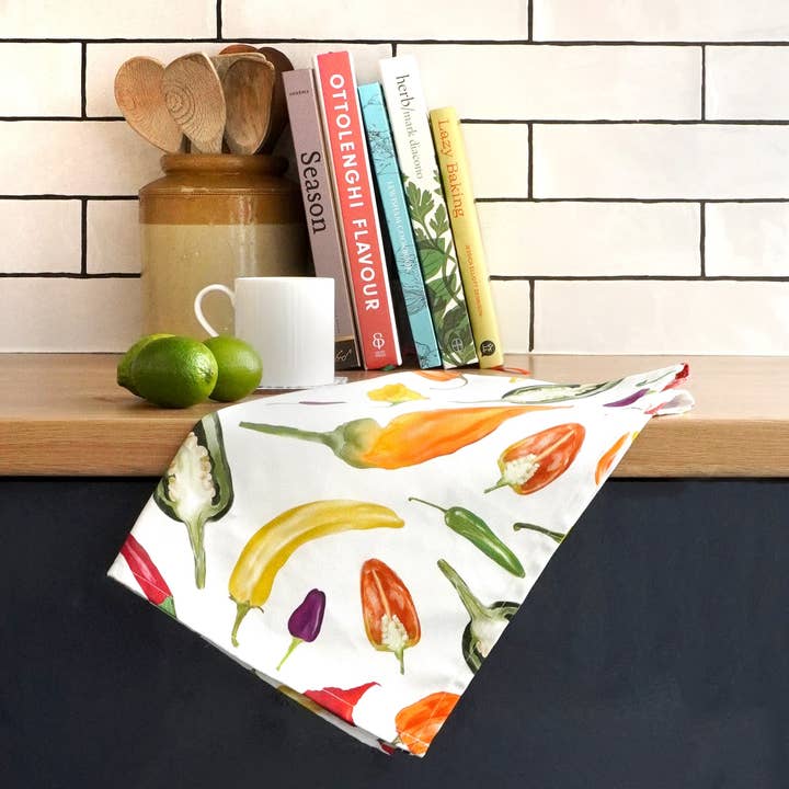 Corinne Alexander - Wholesale Tea towel - Chilli Tea Towel - British Made - Cotton - Kitchen Towel0