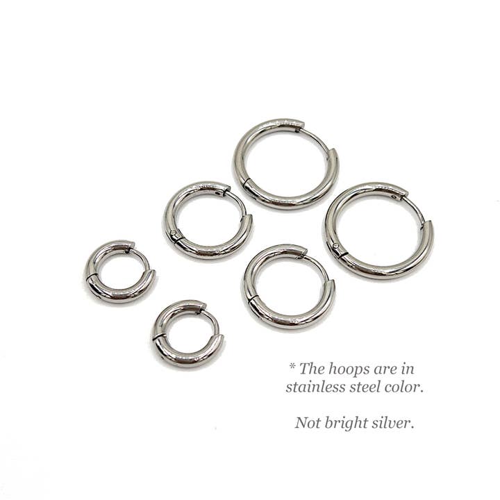 UBNY Collection - Wholesale Hoop Earrings - Hinge Hoop Earrings • Hypoallergenic Steel • Dark Silver1