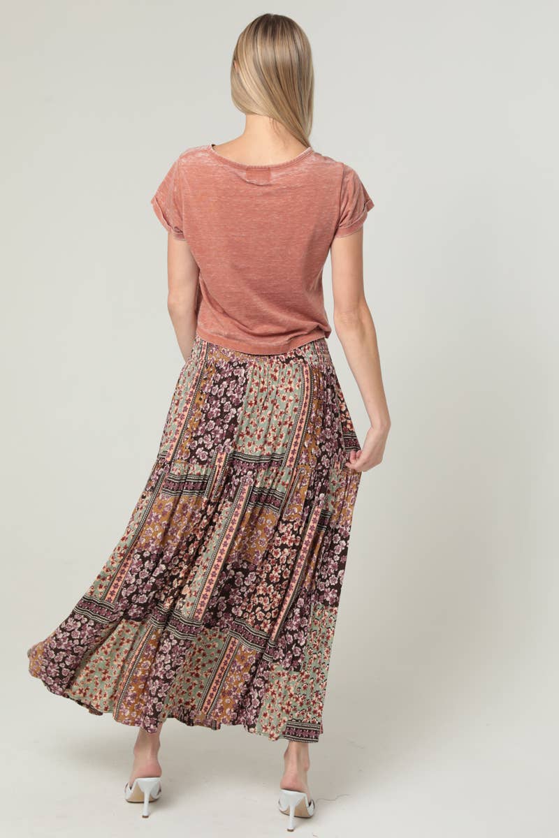 ANGIE - Wholesale Skirt - Women's - B6B26-A947 PRINTED MAXI SKIRT WITH SIDE SLIT1