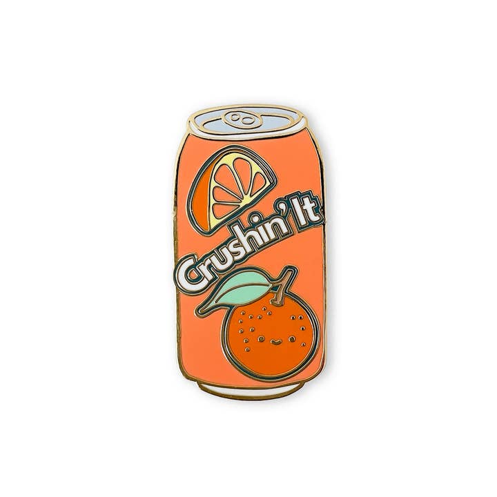 ILOOTPAPERIE - Wholesale Lapel Pin/Button - Crushin' It Orange Soda Can Hard Enamel / Lapel Pin