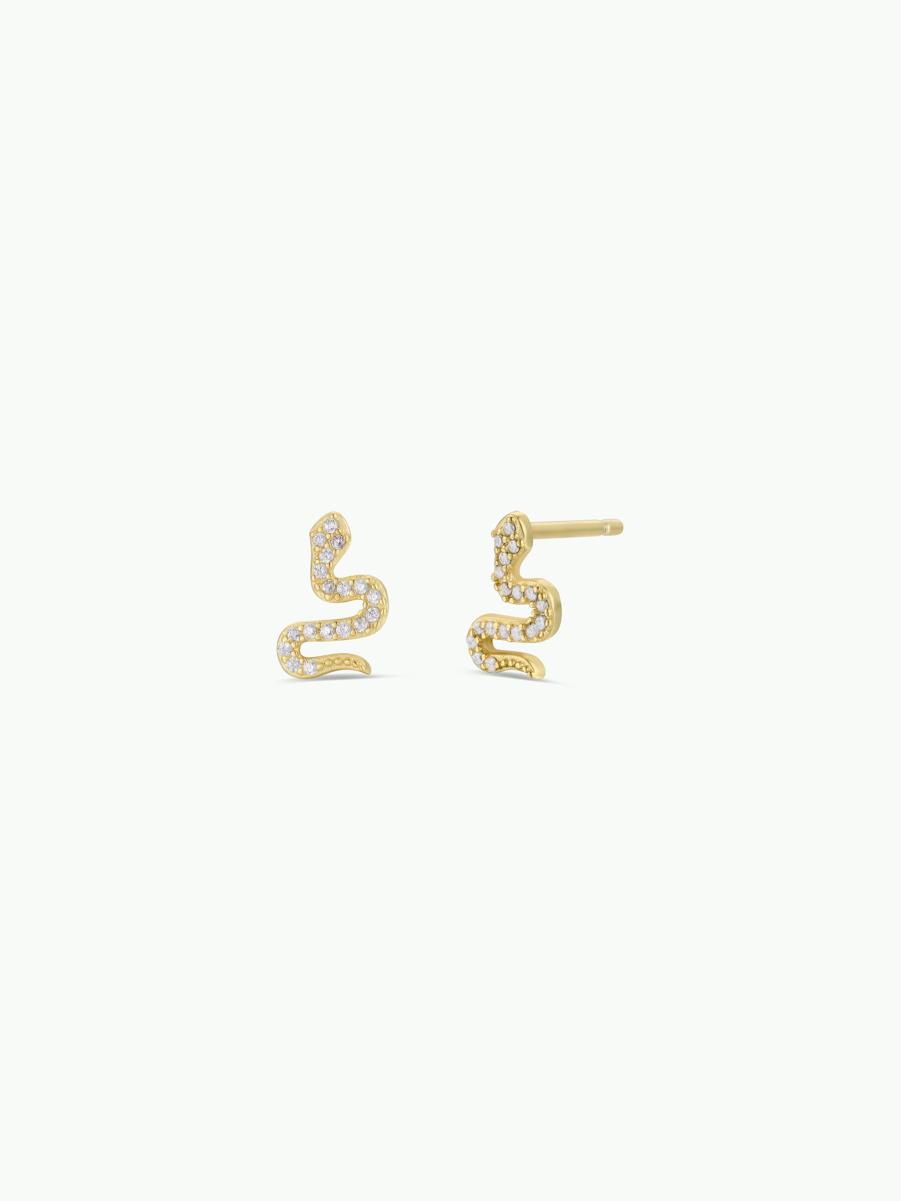 JaxKelly - Wholesale Stud/Post Earrings - Pave Stud - Snake - Gold Earrings