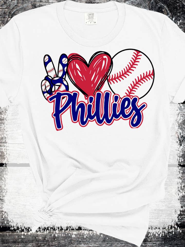 Peace Love Phillies Baseball Ball Game Philadelphia  for wholesale by A Blessed Texas Mess Boutique