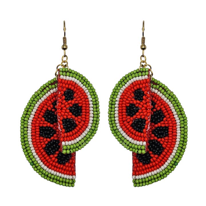 Pendientes de Gota de Sandía Doble con Cuentas para venta al por mayor de Narratives The Line