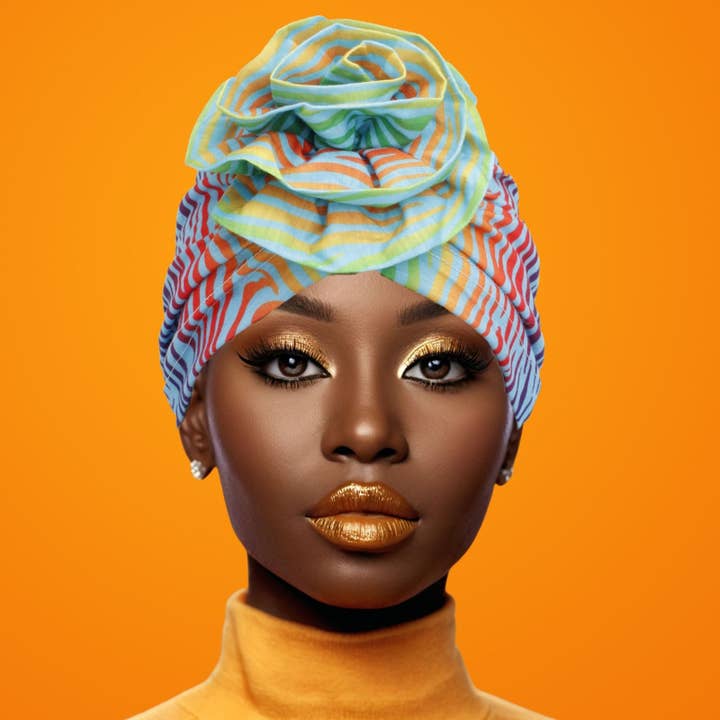 Turbante Preannodato Fiore Verde Ombre Zebra per Donna per la vendita all'ingrosso da parte di PinktownUSA