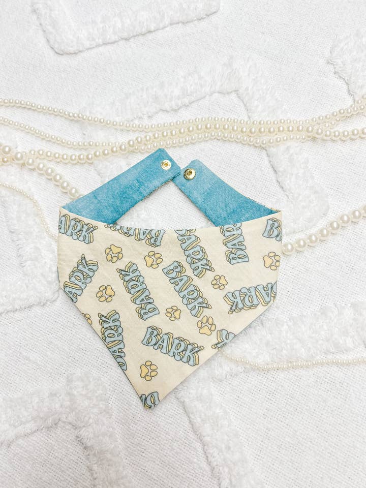 Bark Reversible Dog Bandana, Metal Snap On Collar, Pet Scarf for wholesale by StellaLoo