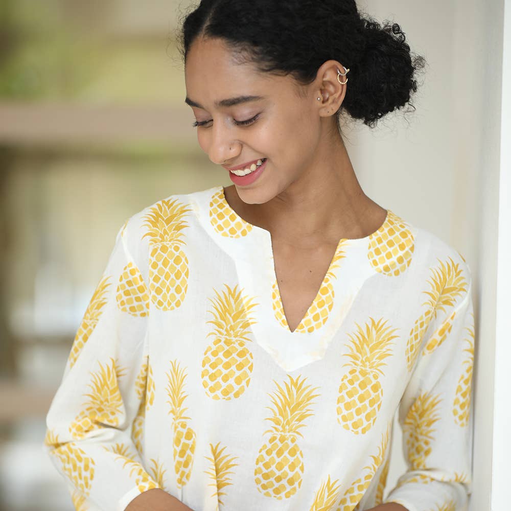 Mahogany - Vendita all'ingrosso Tunica - Donna - Kurta gialla ananas2