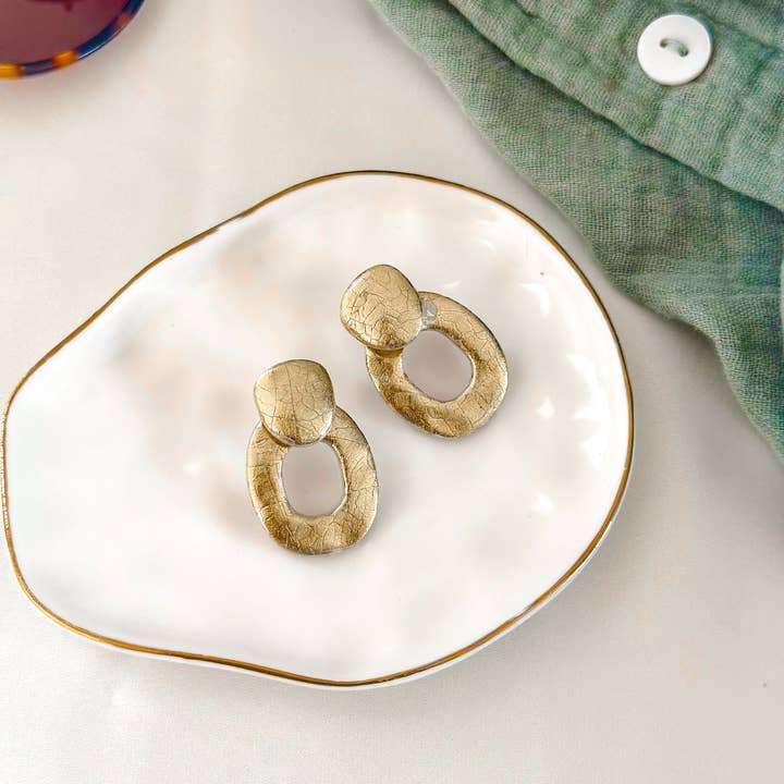 AnnaBanana - Wholesale Stud/Post Earrings - Olivia Foiled Gold Statement Studs0