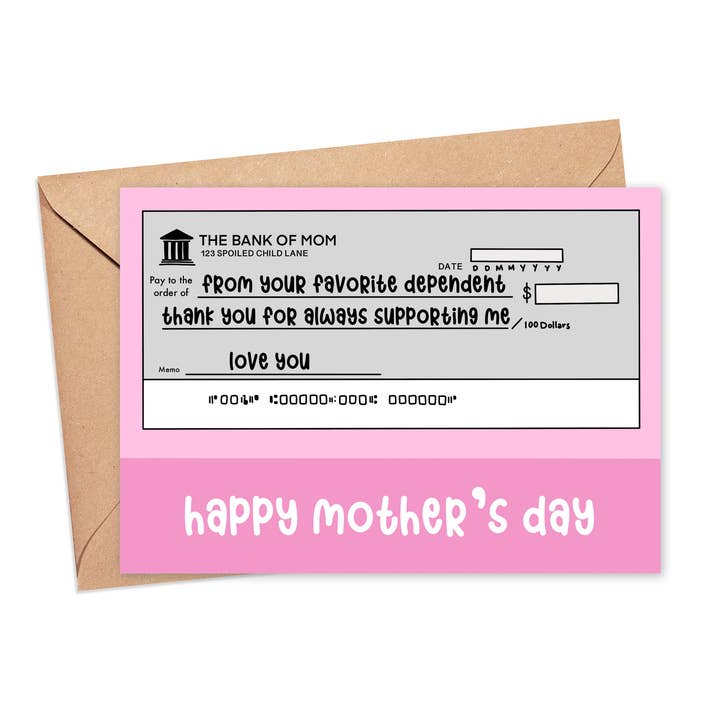 The Bank of Mom Mother's Day Card for wholesale by Saucy Avocado