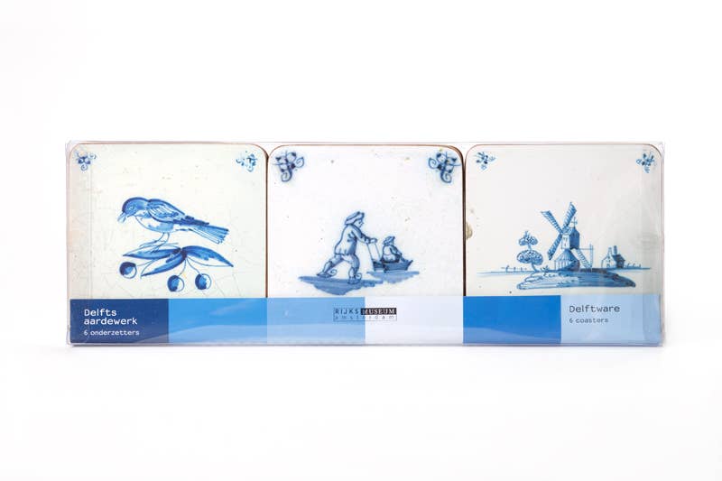 MUSEUM WEBSHOP - Wholesale Coasters - Coasters, Set of 6, Delft Blue Tiles Varia1
