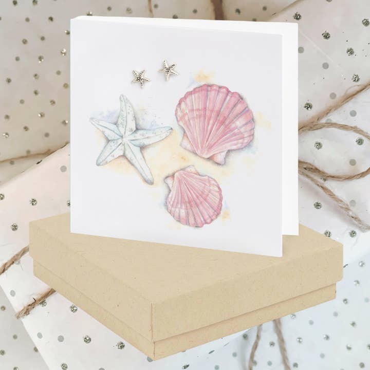 Sterling Silver Stud Earrings – Shell Design With Gift Box & Secure Backs for wholesale by Crumble & Core