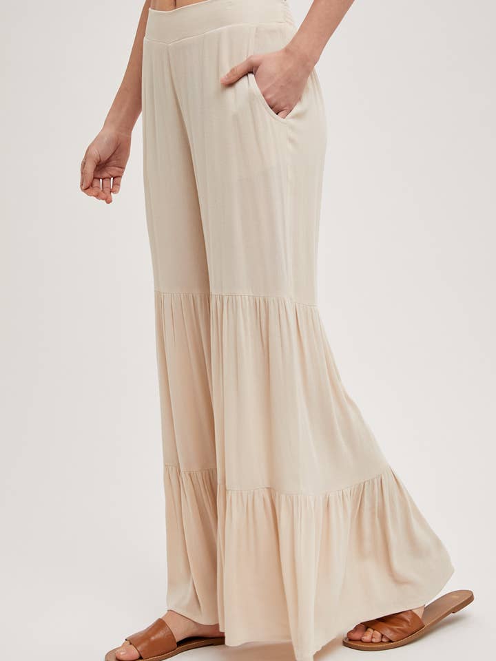 Bluivy - Wholesale Pants - Women's - TIERED WIDE LEG PANTS NO LINING