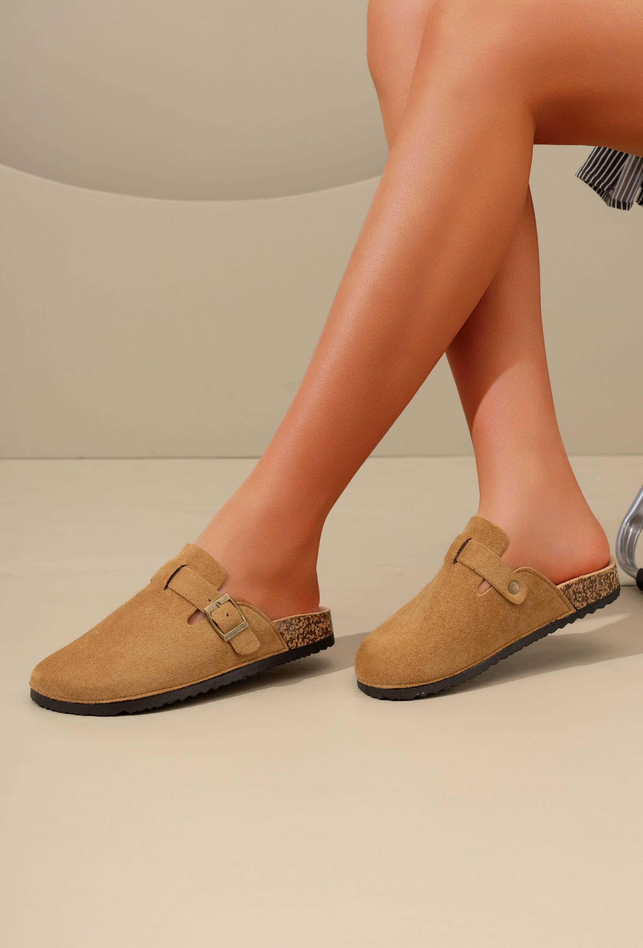 C'M PARIS - Wholesale Mules - Women's - Classic Suedette Mule with Buckle 211023