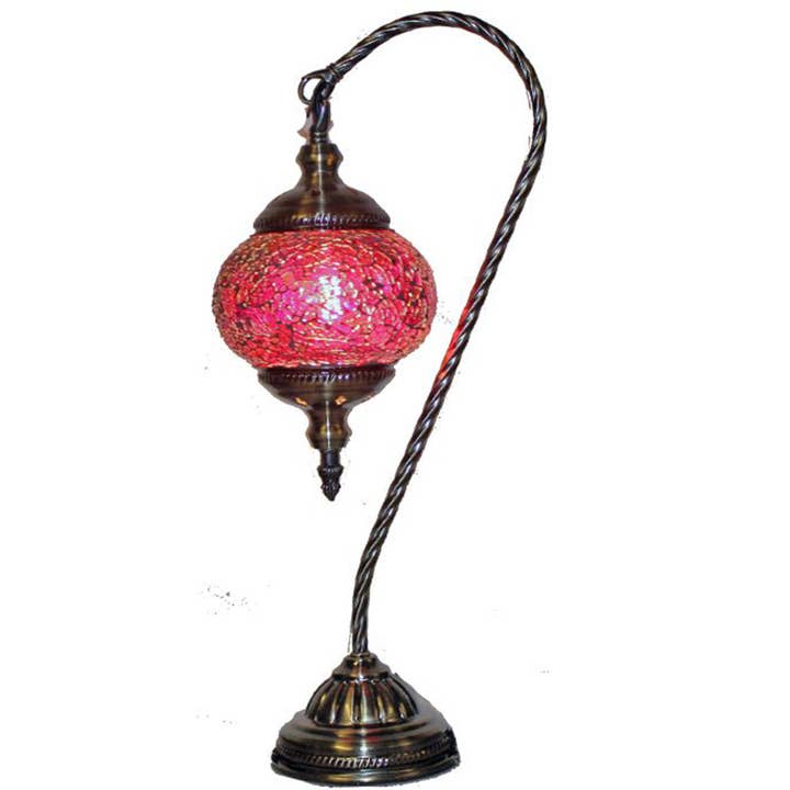 SILVERFEVER Mosaic Lamp Swan Neck Lantern Deep Pink for wholesale by Silver Fever