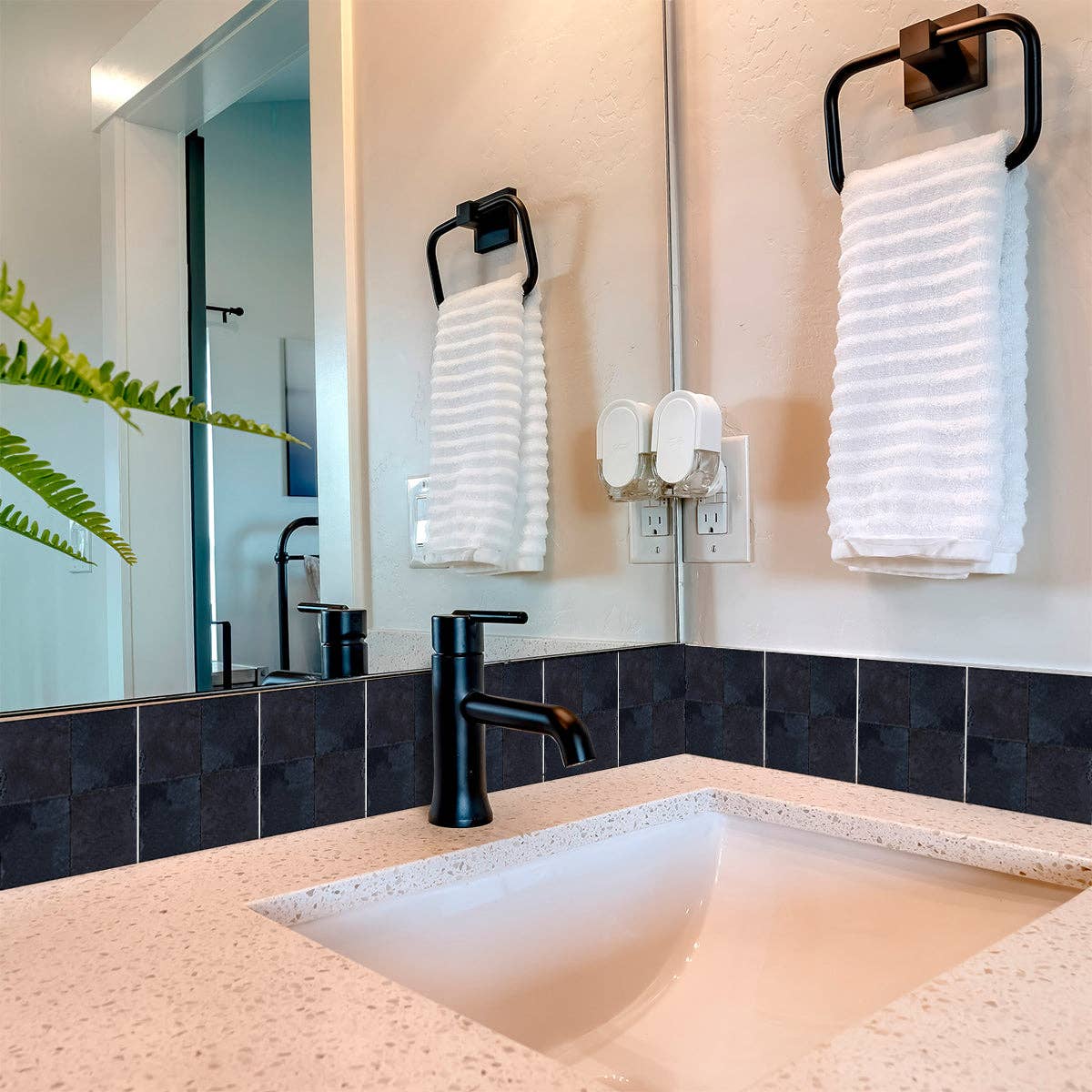 Mi Alma LLC - Wholesale Wall Tile - Solid Black Dark gray Peel And Stick Easy Transforming Dark backsplash Model -R971