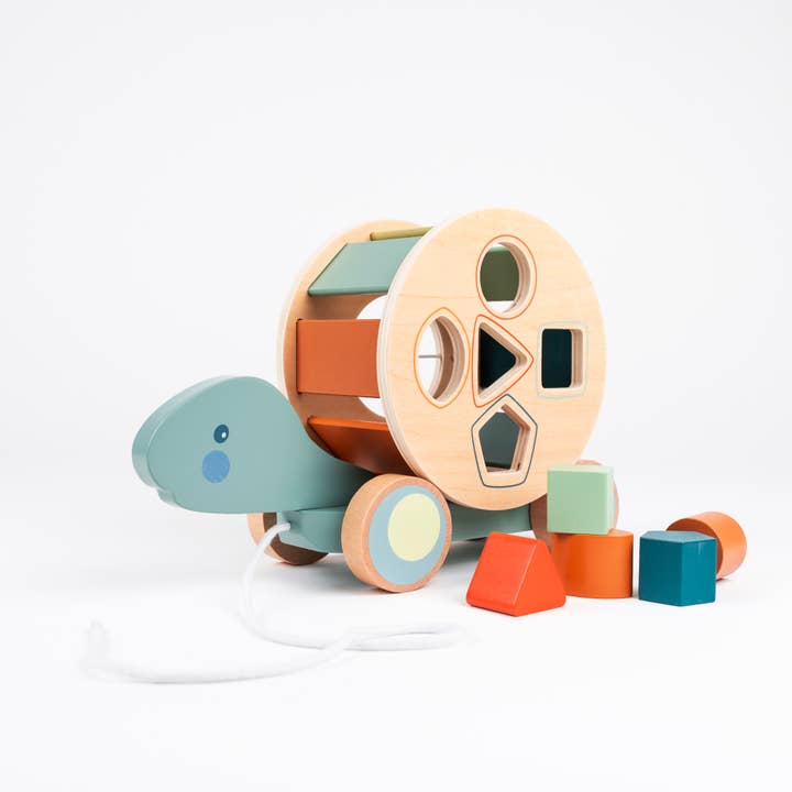 Egmont - Vente Jouet en bois – enfant - Tortue à traîner