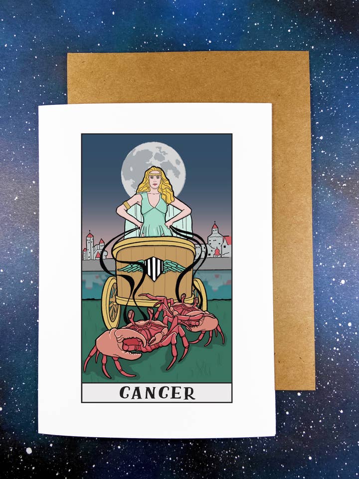 Cartão da astrologia do zodíaco do câncer por atacado de The Red Swan Shop
