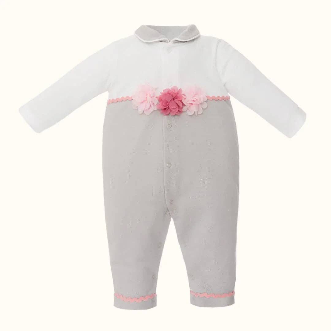 Pim-Pam-Pum - Wholesale Jumpsuit - Baby - Footless Babygrow White/Grey Garden0