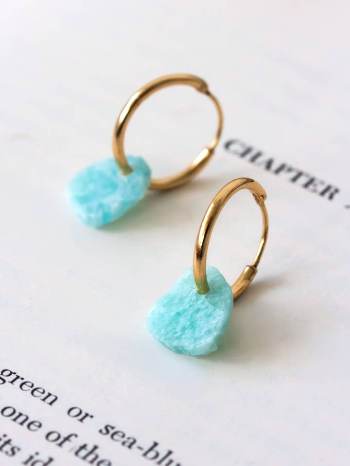 Orecchino a cerchio Bare Mineral - Amazzonite per la vendita all'ingrosso da parte di Luna Norte