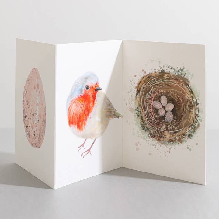 Carte Concertina Robin Bird pour amoureux de la nature pour la vente par Sara Sayer