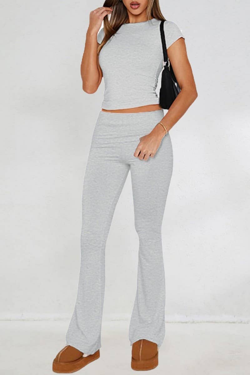 NINEXIS - Wholesale Top & Pant Set (NOT Loungewear) - Women's - CWSTB0449_Round Neck Short Sleeve and Pants set11