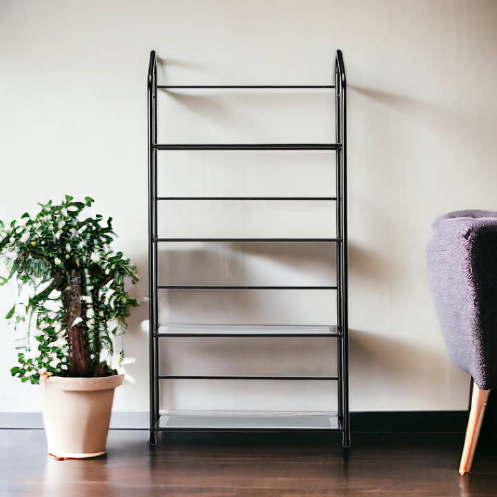 HomeRoots - Wholesale Bookcase - Black Four Shelf Metal Standing Book Shelf2