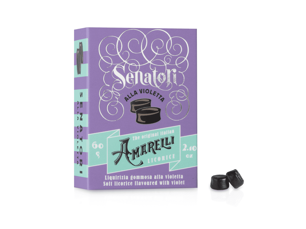 Amarelli Fabbrica Di Liquirizia - Wholesale Gummy - SENATORI 60g - Violet flavored gummy liquorice Made in Italy0