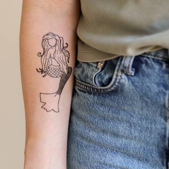 Havfrue midlertidige tatoveringer for engroshandel hos Saint Tattoos