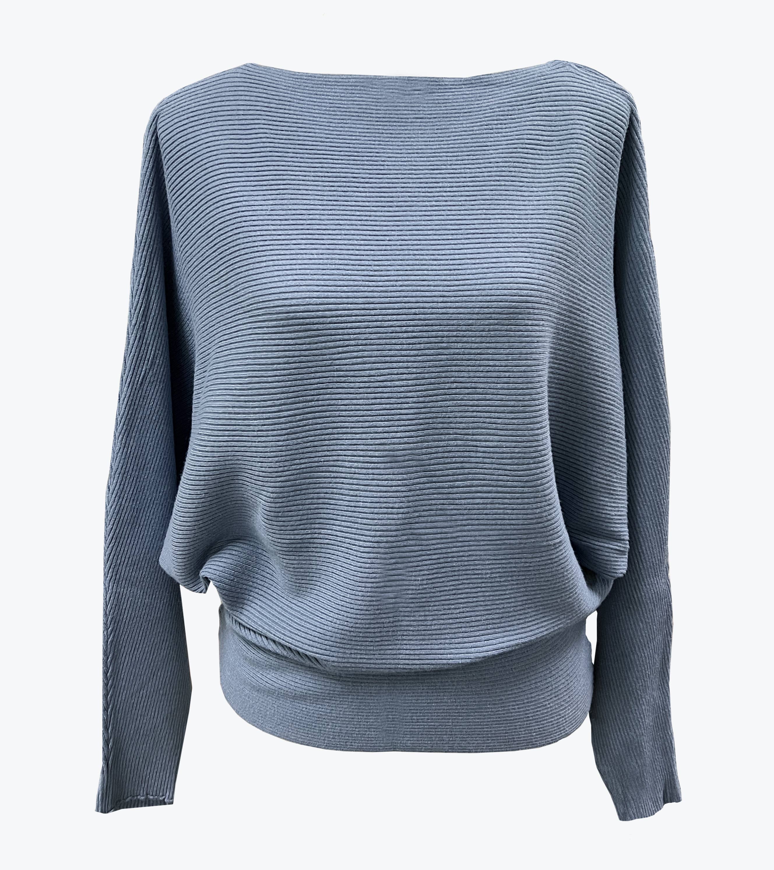 Fennco Styles – wholesale Knitted jumper – Women′s – Boat Neck Batwing Sleeve Knit Soft Sweater1