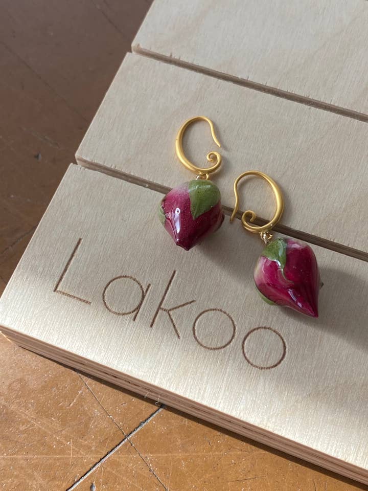 Brincos de Argola Bud Rose por atacado de Lakoo Designs