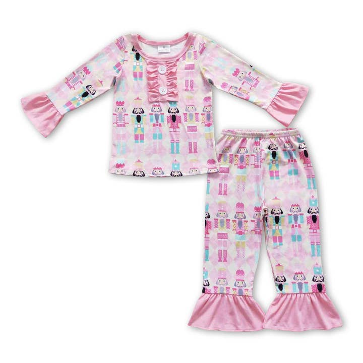 Pink long sleeves ballet girls Christmas pajamas for wholesale by Yawoo Garments