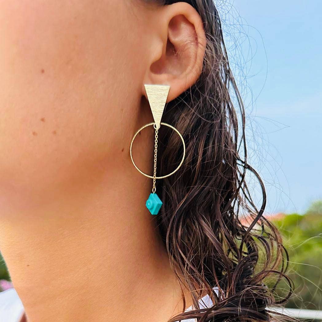 Brique d'Oreille - Vente Boucles d'oreilles pendantes - Boucles d'oreilles ethniques dorées - Les Voyageuses12