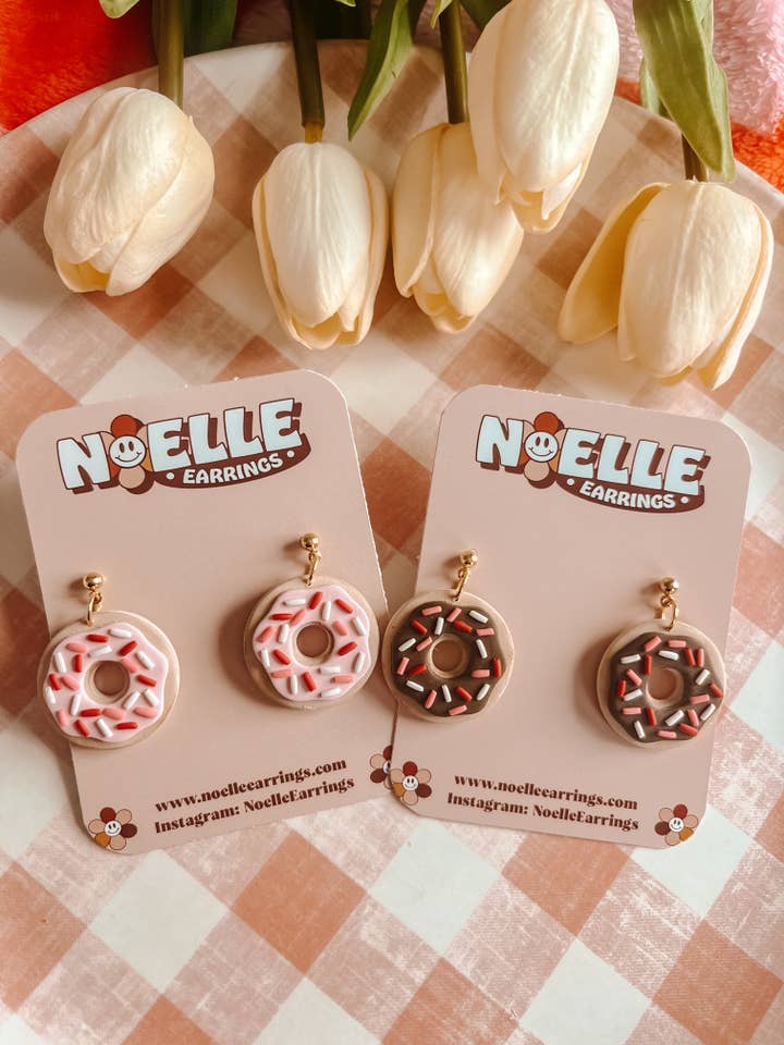 Donut Earrings | Valentines Polymer Clay Earrings for wholesale by Noelle Earrings