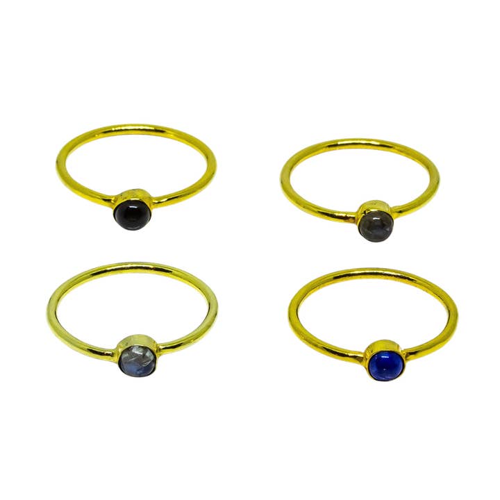 Gemstone Gold Stackable Ring Pack of 4 for wholesale by Quasar Gems USA