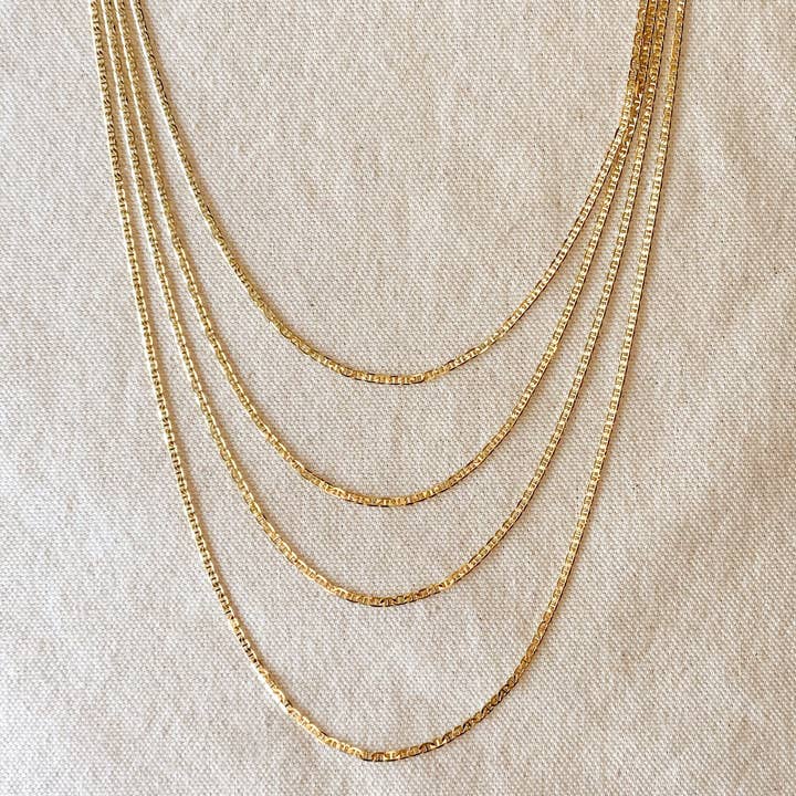 GoldFi - Wholesale Link & Chain Necklace - 18k Gold Filled 2mm Flat Mariner Chain