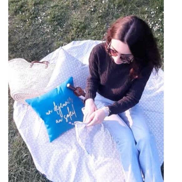 Pack Pique Nique Turquoise Coated Tablecloth for wholesale by Alex Doré Paris