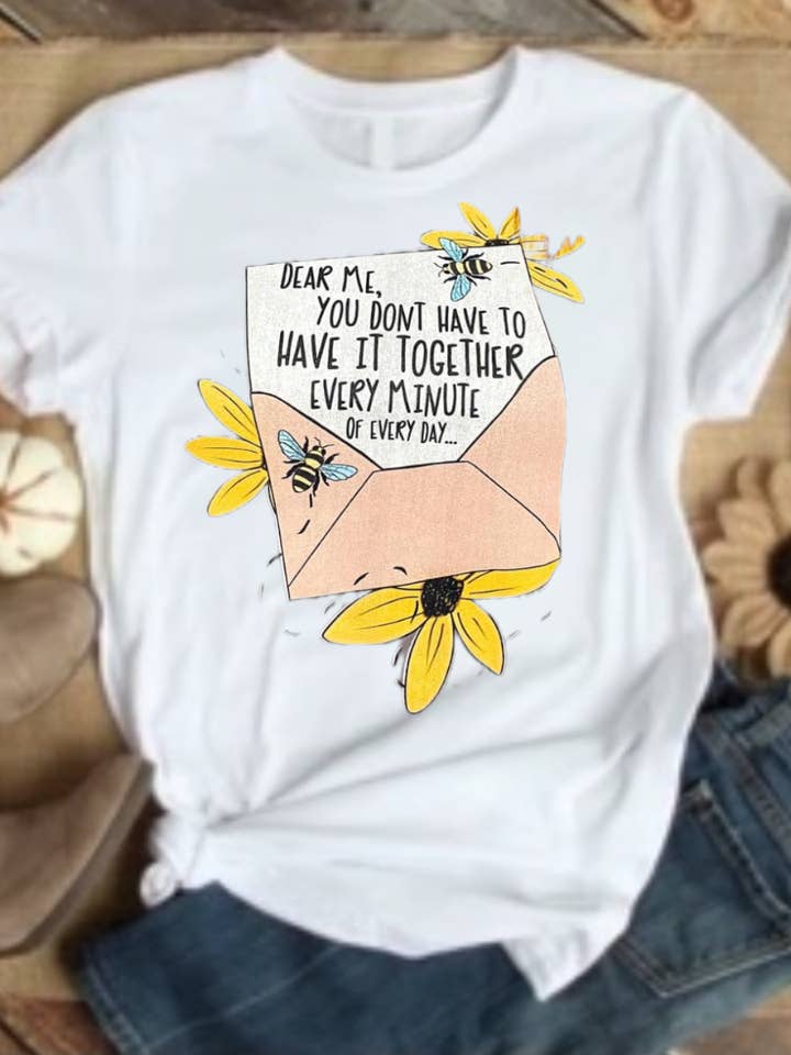 T-shirt tournesol « Dear Me It's Ok To Not Be Ok Sometimes » pour la vente par Annie + Abby Wholesale