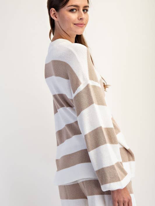 SW3000C37-Oversized Stripe Sweater Set for wholesale by Sunday Morning