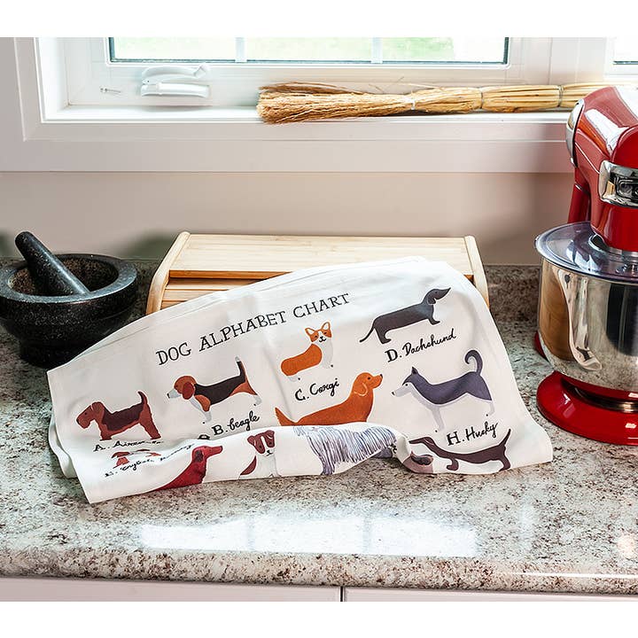 Abbott - Wholesale Tea Towel - Dog Alphabet Tea Towel-20x28"L-37041
