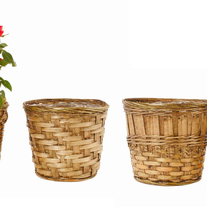 WALD IMPORTS - Wholesale Plant Pot - 7" Dark Stained Bamboo Basket Planter1
