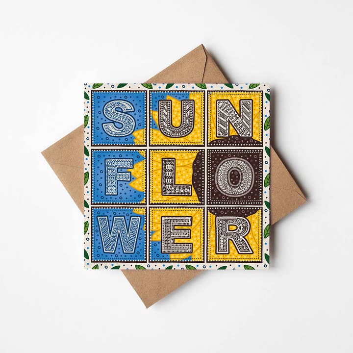 Jess A Little Creative - Wholesale Everyday Greeting Card - Unique Typographic Sunflower Greeting Card