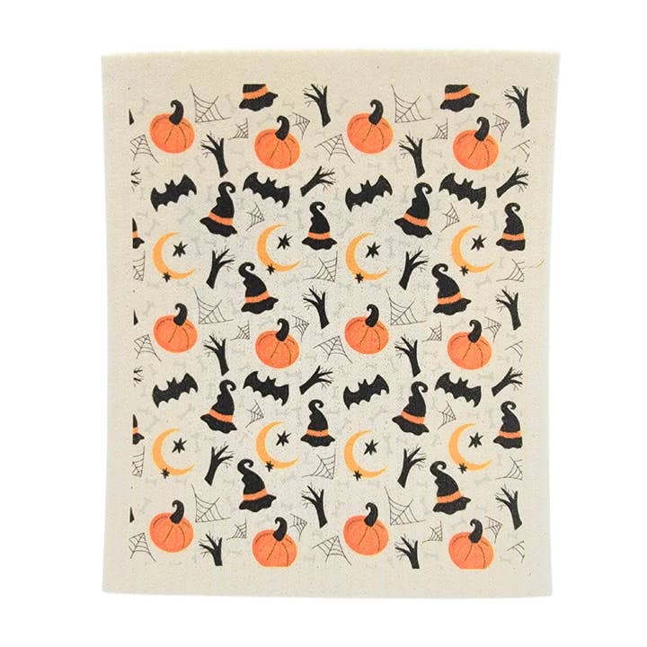 Halloween Witch Hat Pumpkin Swedish Dishcloth - Fall Decor for wholesale by Driftless Studios