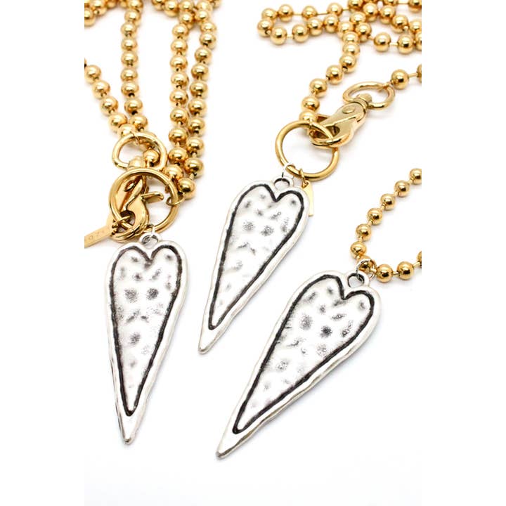 Elongated Heart Convertible Gold Chain Necklace for wholesale by LIZOU