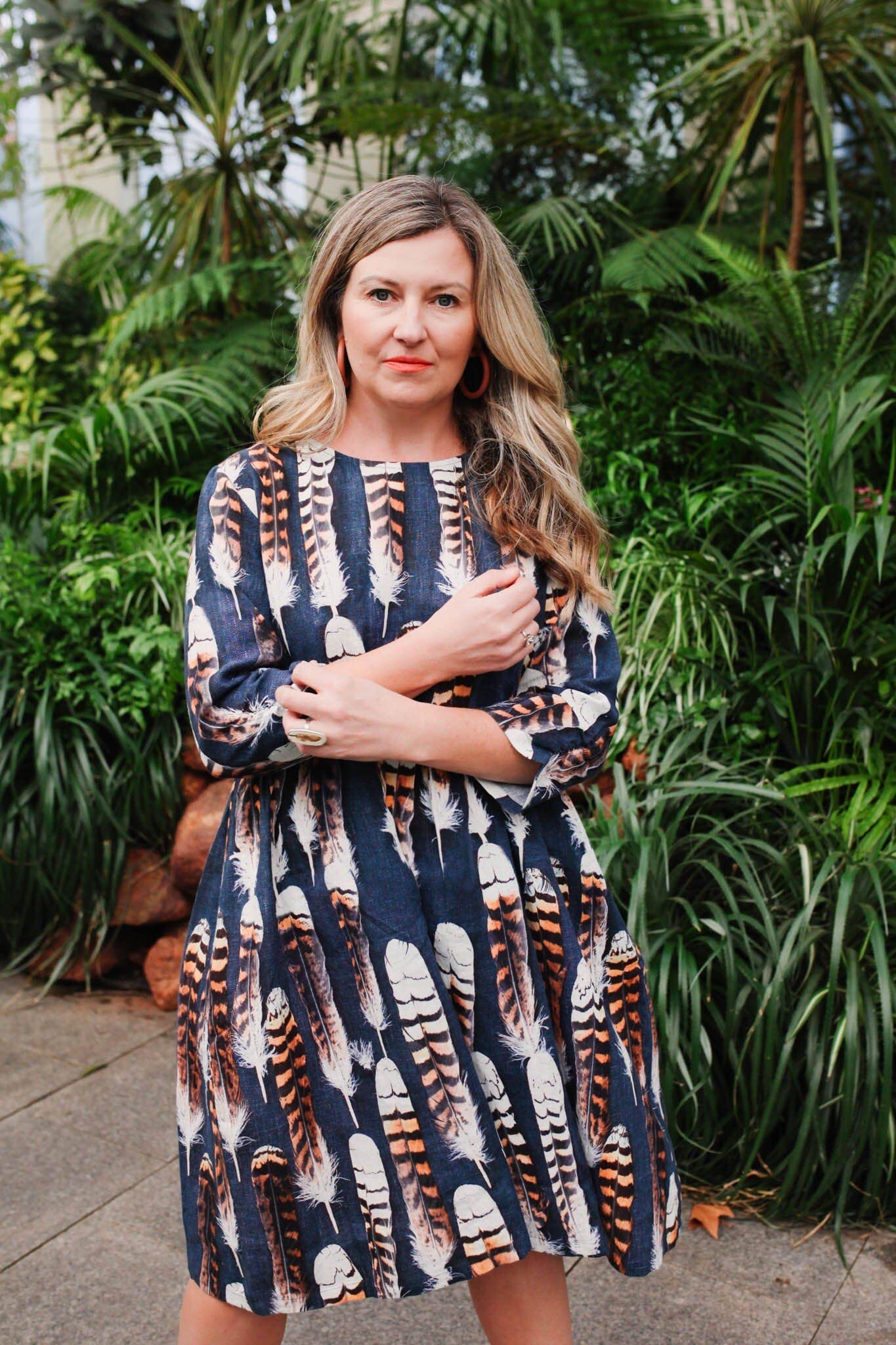 The Spotted Quoll Studio - Wholesale Dress – Women's - Organic Linen Peasant Dress - Kookaburra Feather6