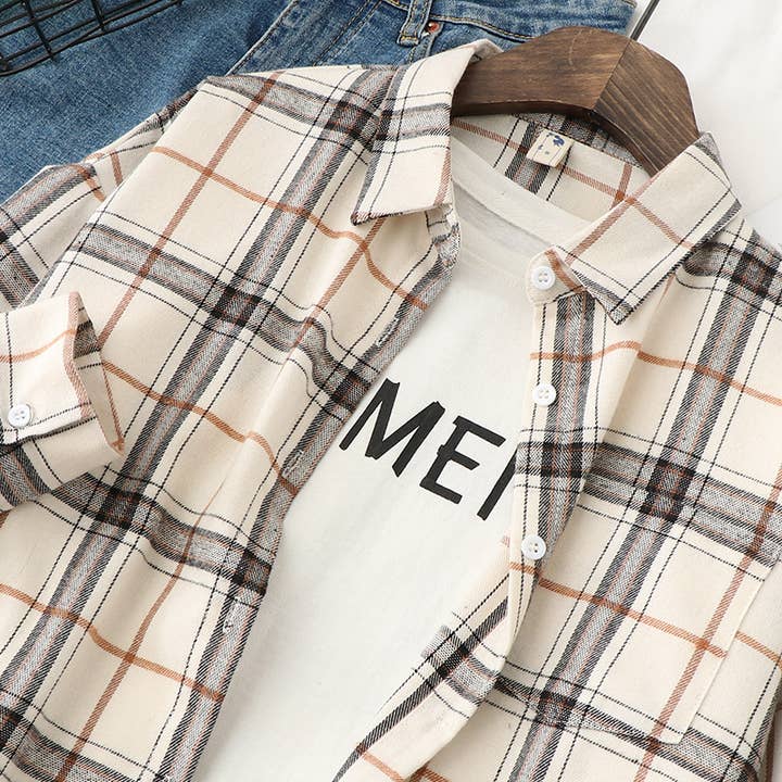 Rosa Clothing - Wholesale Button Down Shirt - Women's - Essential Basic Relaxed plaid cotton blend button-down shirt24